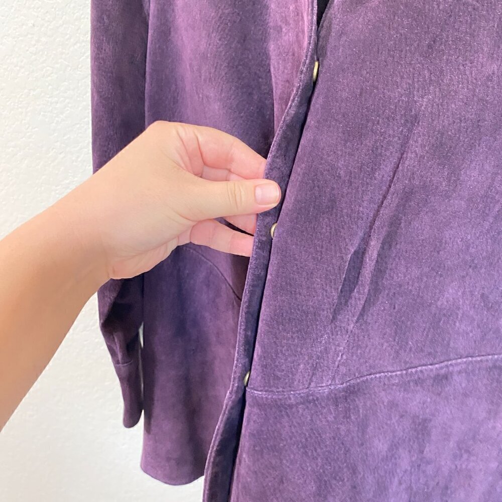 Coldwater Creek Eggplant Purple Genuine Suede Leather Jacket Medium - Picture 3 of 7